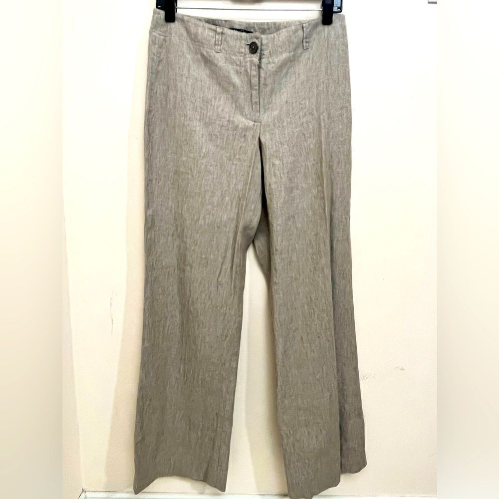 Nic & Zoe Natural Tan Linen Blend Straight Leg Trouser Pants 6